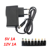 AC To DC 5V 12V 1A Adapter Power Supply 5.5mmx2.5mm Switch Power Charger 110V To 220V with 8 Plug Universal Conversion Connector