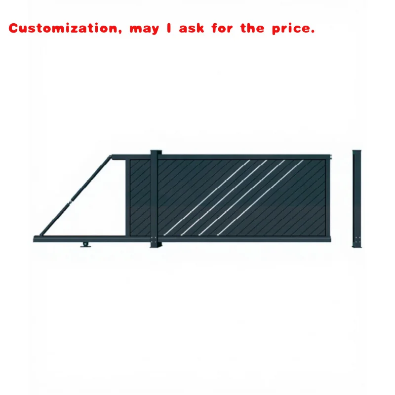 custom.Cantilever Fence Suspension Gate Aluminum Alloy Linear Gate Trackless Sliding Door 3D Modeling Design