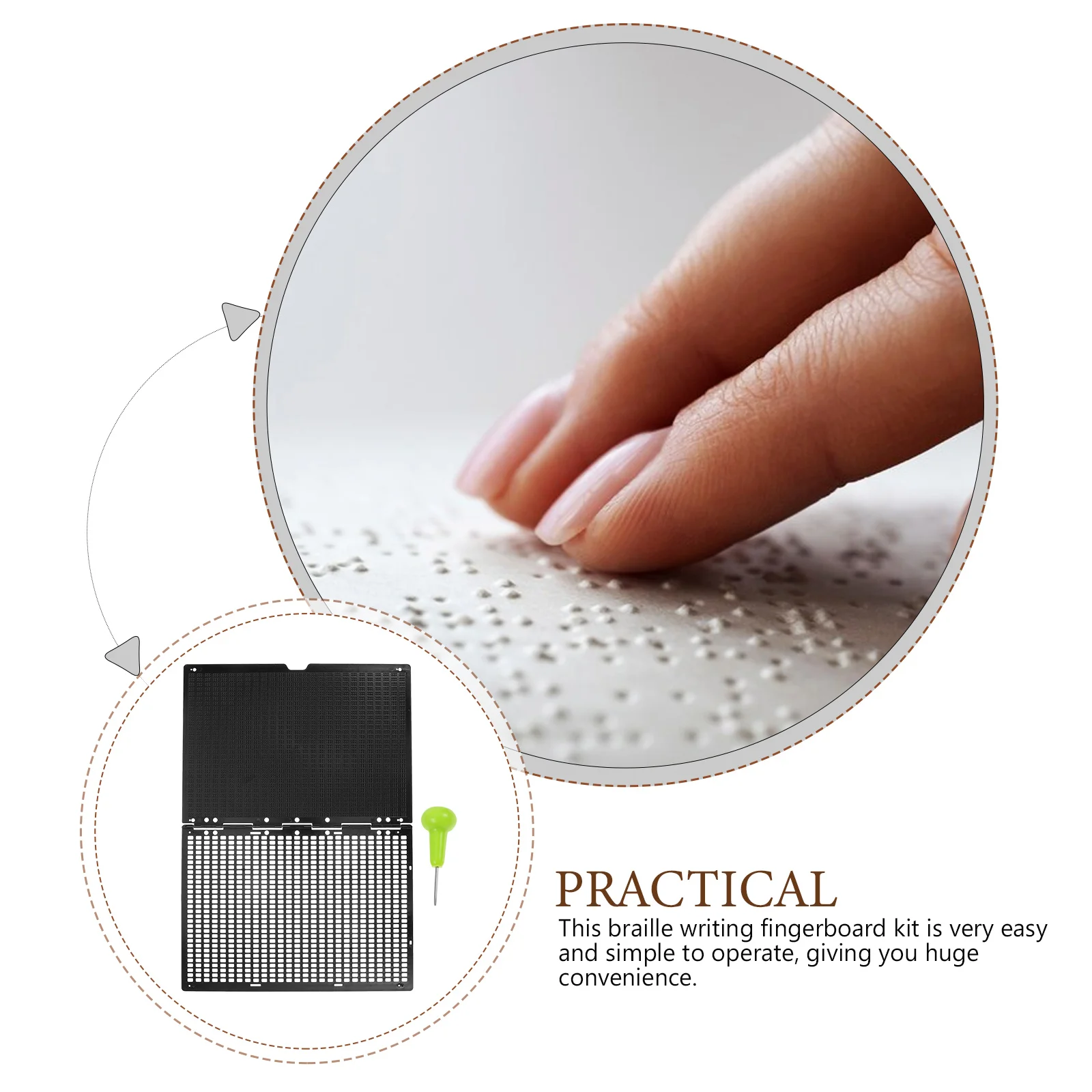 

1 Set Reusable Writing Kit Sturdy Plastic Fingerboard For Blind Lightweight Portable Plate With Stylus Simple Structure