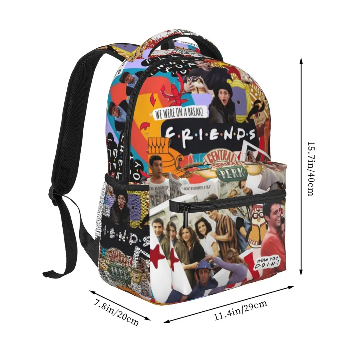 Friends TV Show Student School Bookbag Canvas Daypack Elementary High College Travel Bags 17in