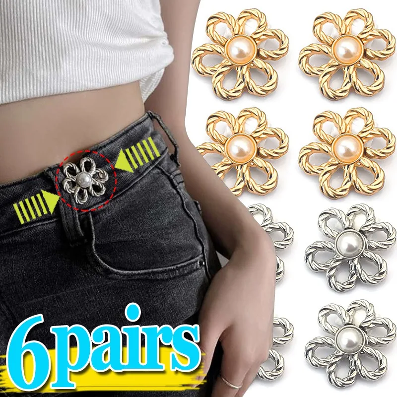 Metal Hollowed Out Floral Flower Waist Buckle Fashion Simple Denim Adjust Waistline Button Simple Waist Clasp Girth Wholesale