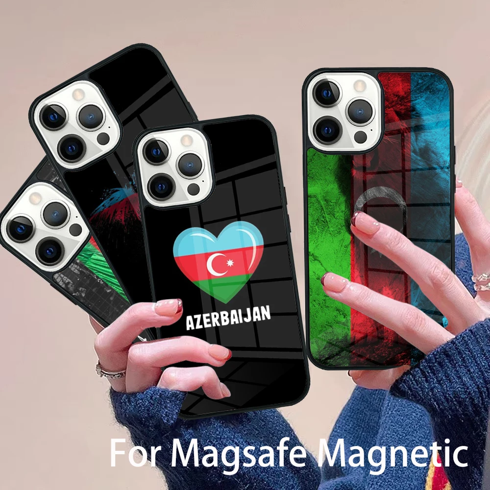 

Azerbaijan Buta Flag Phone Case Magesafe Magnetic Wireless Charge Cover For IPhone 16 11 12 13 14 15 Pro Max Plus Mini
