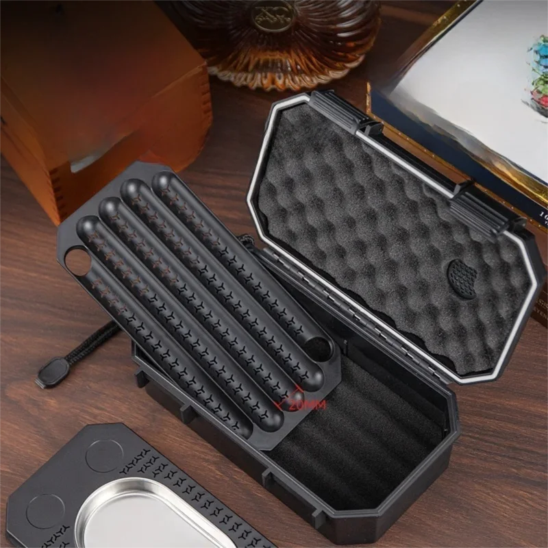 Humidificador de cigarros portátil impermeable para 10 cigarros, estuche de viaje con higrómetro y humidificador |   Sello hermético, diseño de doble capa