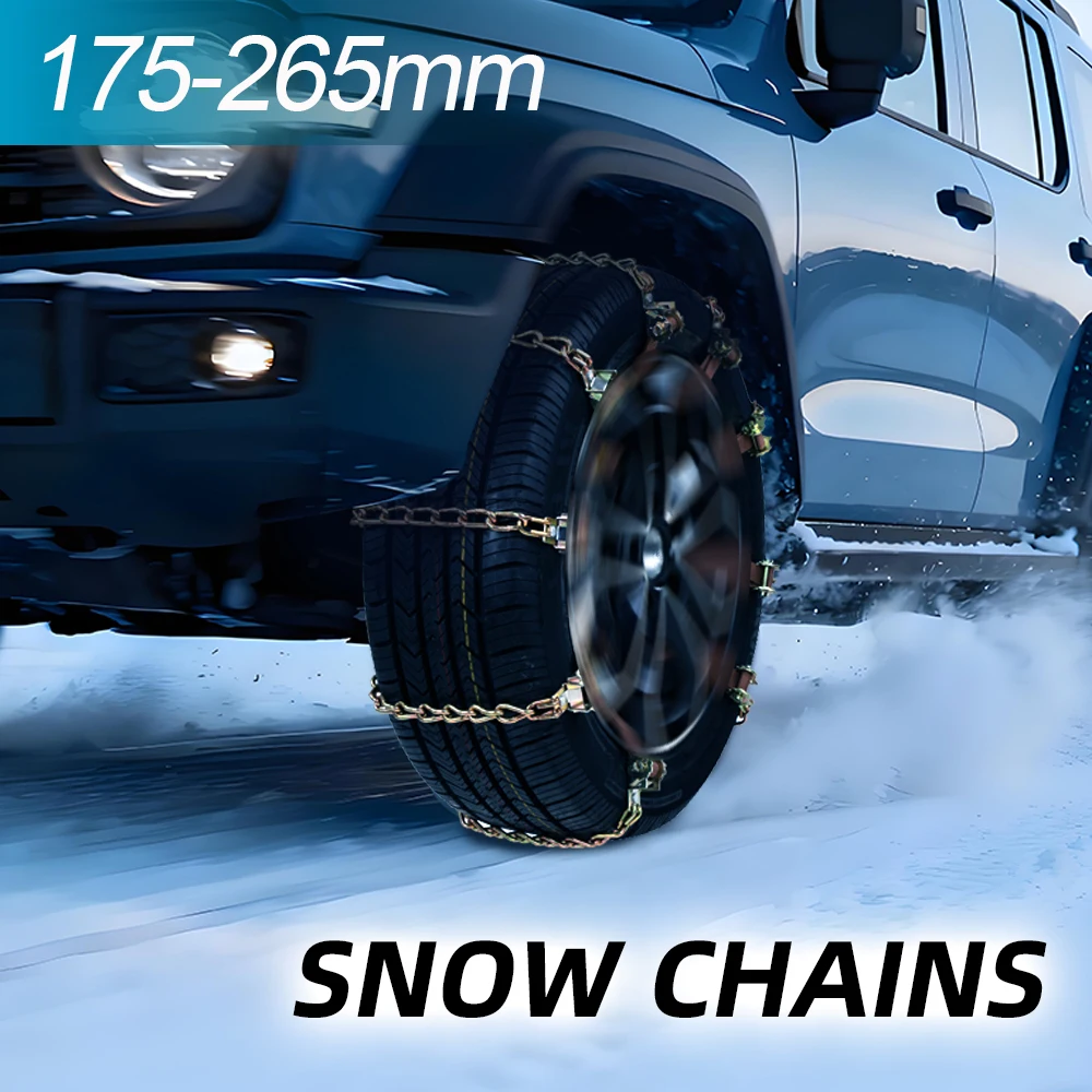 Snow Chains Manganese Steel Heavy Duty for Winter Snow Mud Sand 175-265mm Tire Anti Skid Emergency Car Truck SUV Easy Install