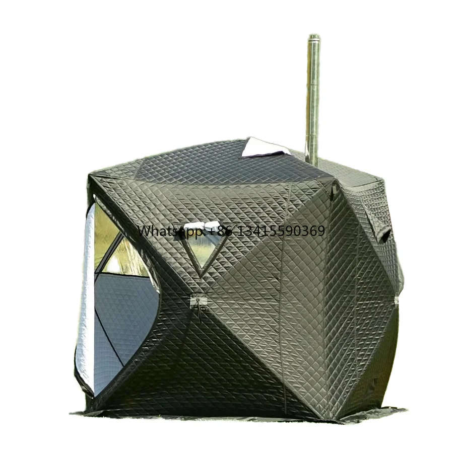 

Pop up Custom Outdoor Mobile Sauna Tent Room Portable Square Hiking Insulated Camping Ice Cube Fishing Tent Winter Hot Tent