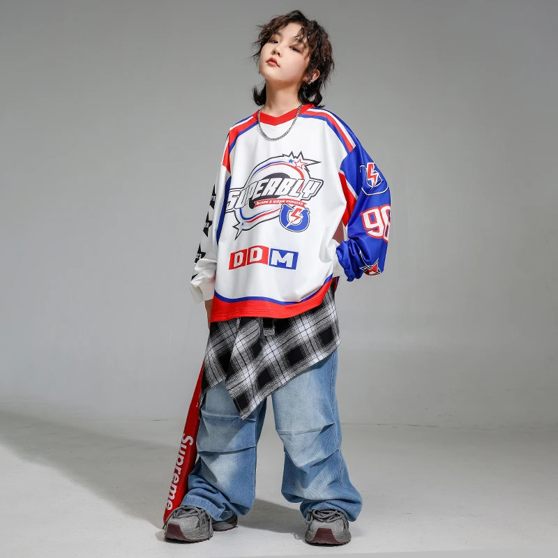 الأولاد K-pop البلوز قميص كبير الحجم السراويل البضائع الفتيات الهيب هوب الشارع الشهير الأطفال ملابس الجاز مجموعة الاطفال الشارع الشهير ملابس رقص #3