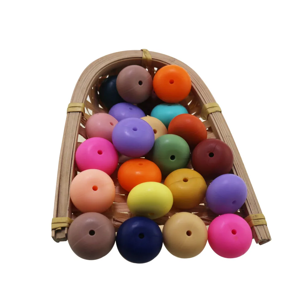 10Pcs 20Pcs New Colors Chic Peach Abacus Silicone Beads Wholesale Bpa Free Baby Chew Balls For Pens Jewelry Lanyard Keychain