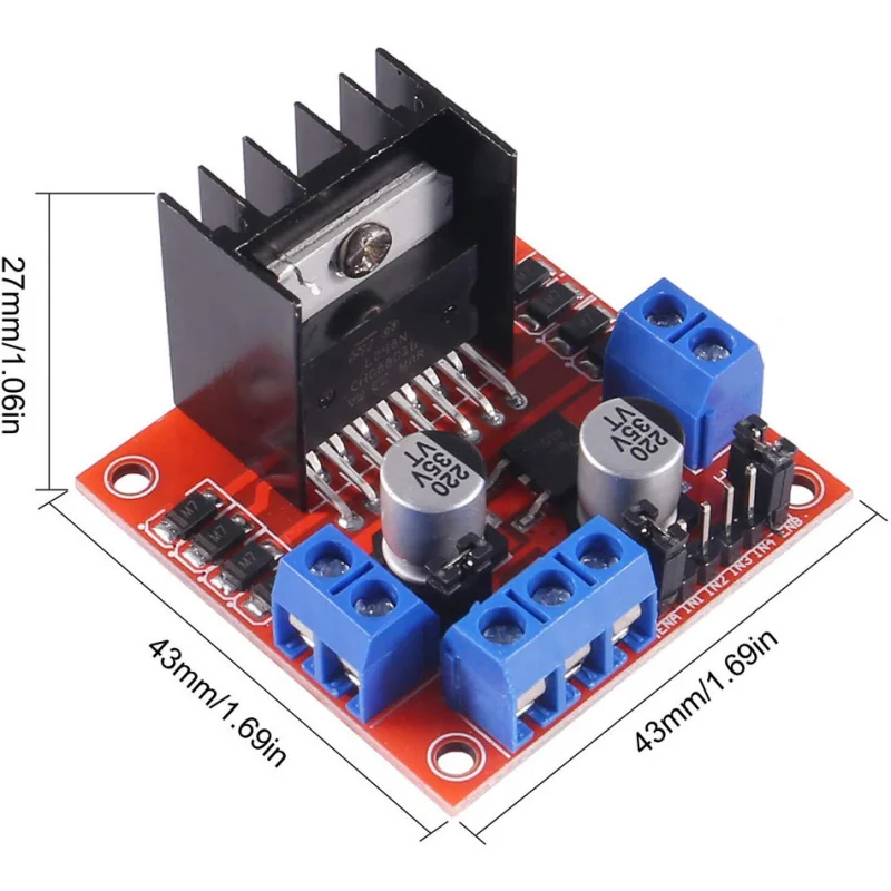 Placa controladora L298NMotor, módulo de Control de Motor paso a paso, DualhBridge + 4 ruedas inteligentes con Motor de CC