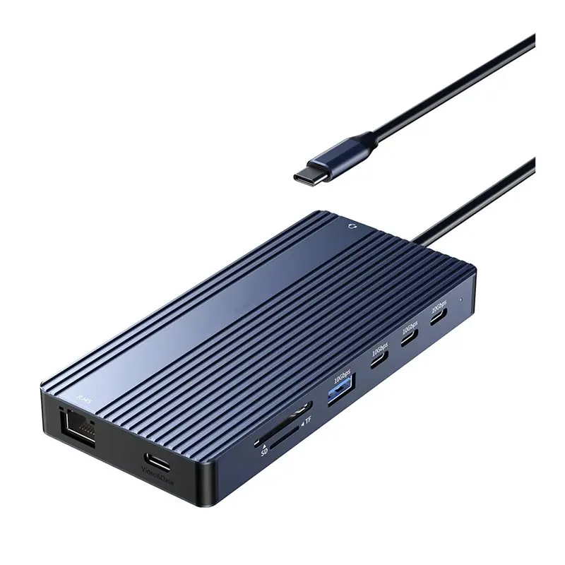AT82-Ethernet Adapter 14 In 1 USB-C Docking Station 2 HD 1 USB-C/DP 1000Mbps Ethernet For Laptop