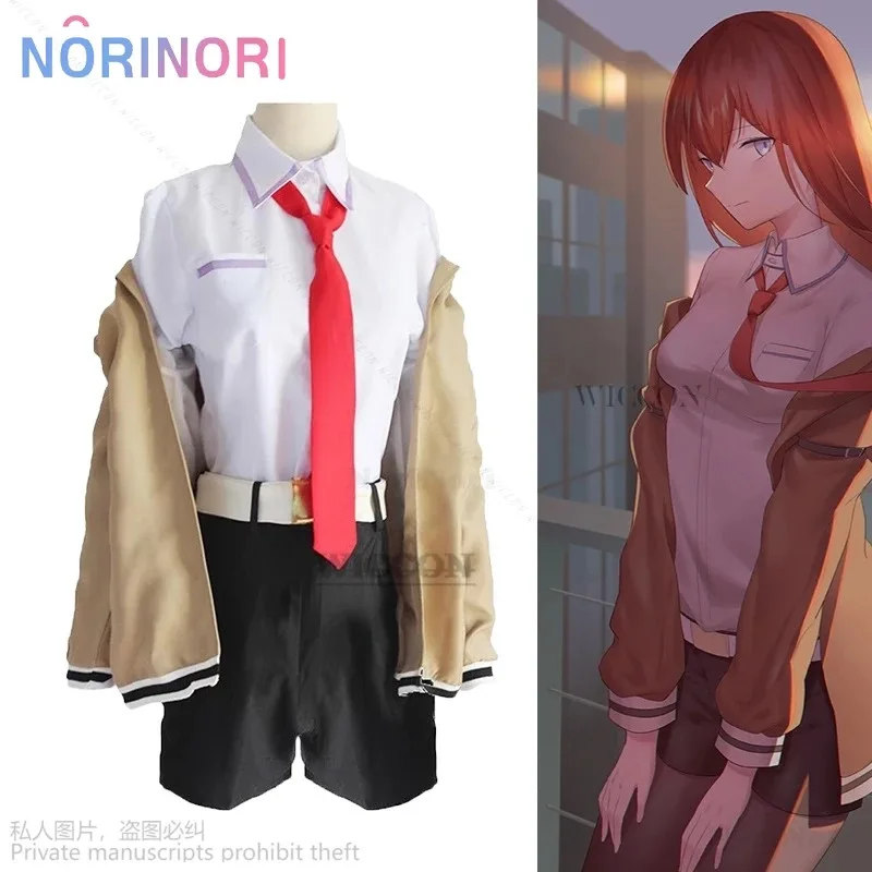 2025 Anime Steins Gate Makise Kurisu uniforme traje Cosplay disfraz Christina cortavientos chaqueta camisa pantalones cortos mujer costo de Halloween