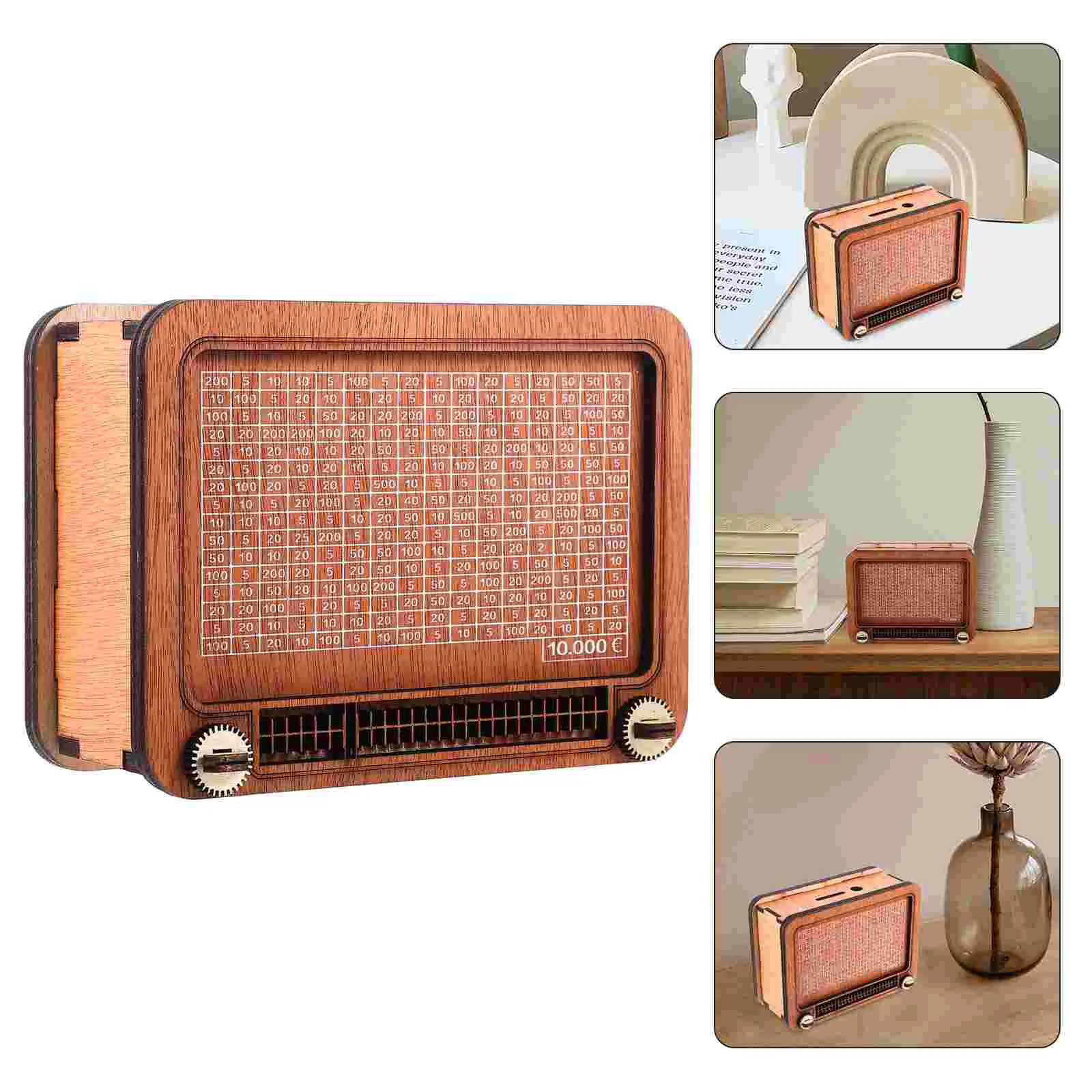 Wooden Money Box with Counter Piggy Bank Children's Gift Crafts (a Type of Radio) Saving Pot Creative Design Coin Holder
