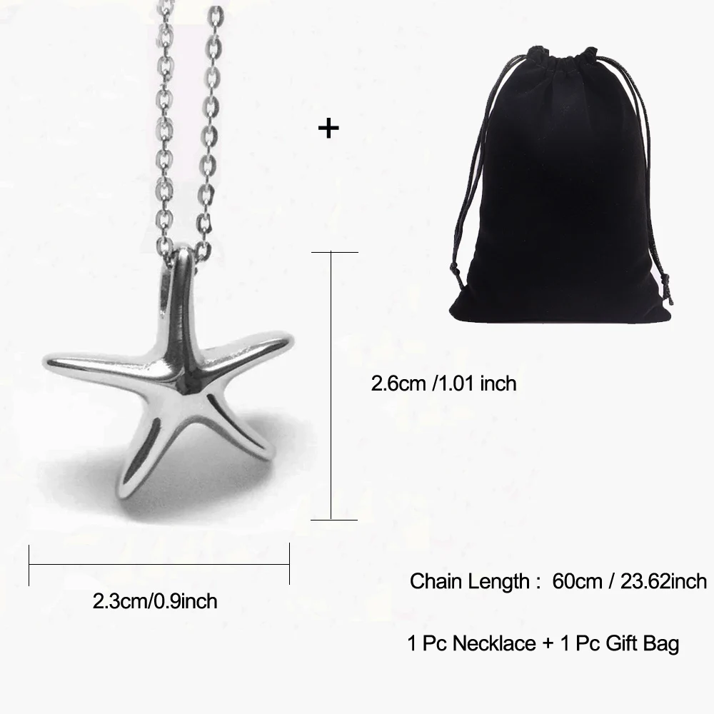 Stainless Steel Animal starfish Pendants Necklace Ashes Urn Cremation Jewelry Memorial Keepsake Ashes Openable Put In Ashes Box