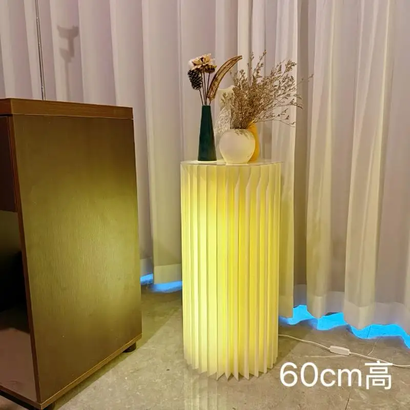 round display stand Roman column base with lamp product cylindrical display window model booth home decor