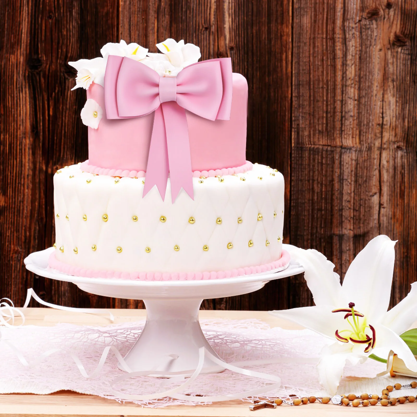 

2Pcs Cake Decorations Large Bow Cake Toppers Birthday Party Princess Bowknot Decor Cupcake Topper Wedding Decor Reusable