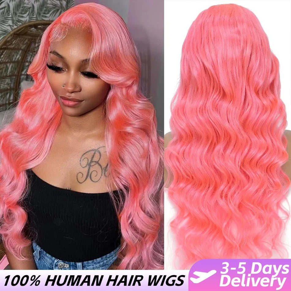 

200 Плотность Объемная волна Парики из человеческих волос 13X6 Hd Парик фронтальной части шнурка 30 дюймов Розовые парики из человеческих волос Предварительно выщипанные бразильские волосы для женщин