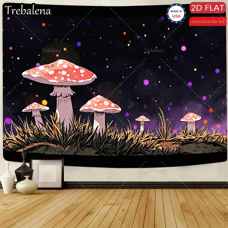 

1pc Wall Tapestry Mystic Mushroom Forest Tapestry - Boho Chic Night Sky Decor