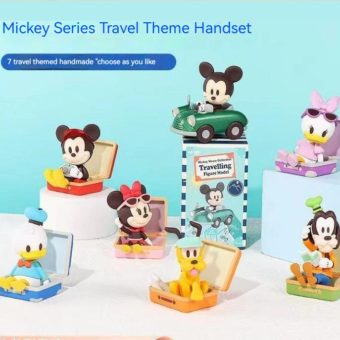 6pcs Disney Blind Box Mickey Mouse Goofy Donald Duck Travel Series Decorations Anime Peripheral Children's Toys Christmas Gift