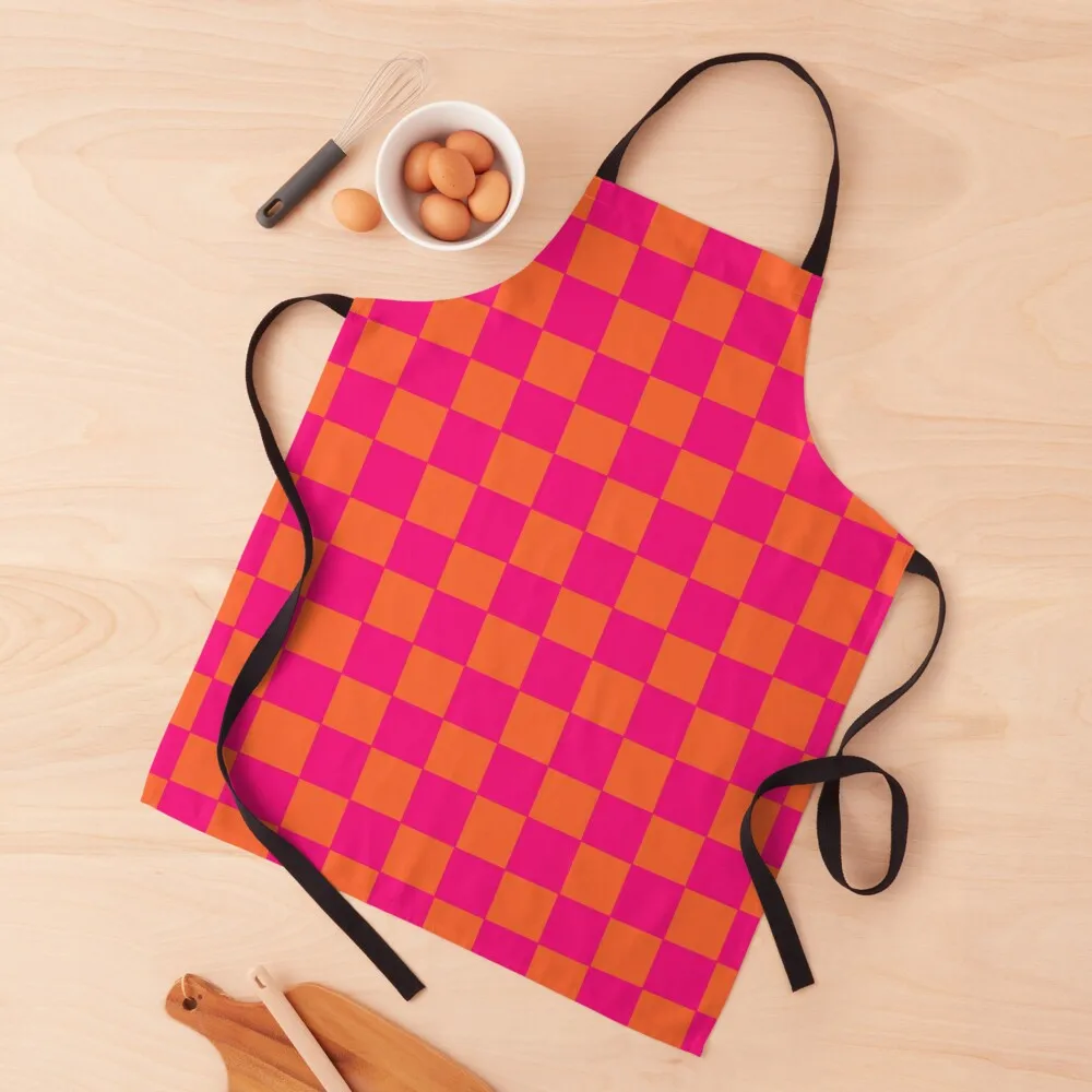 

orange and pink check Apron Kitchen Items For Men chefs Apron