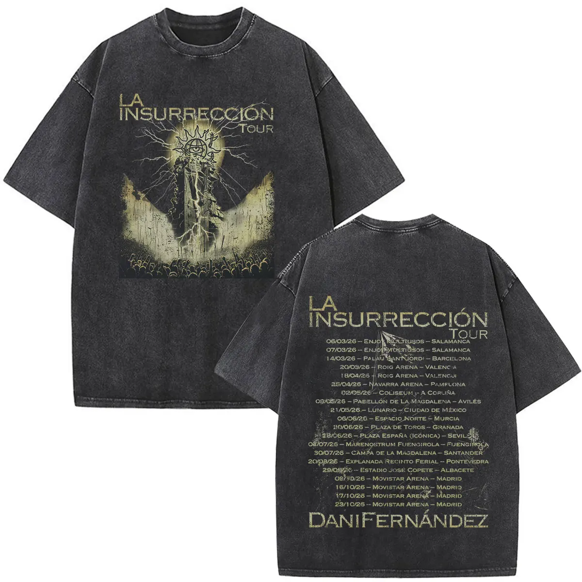 Dani Fernandez La Insurreccion Tour 2026 Print T-shirt Men Women Hip-hop T-shirt Summer Cotton Casual Vintage Washed T Shirts