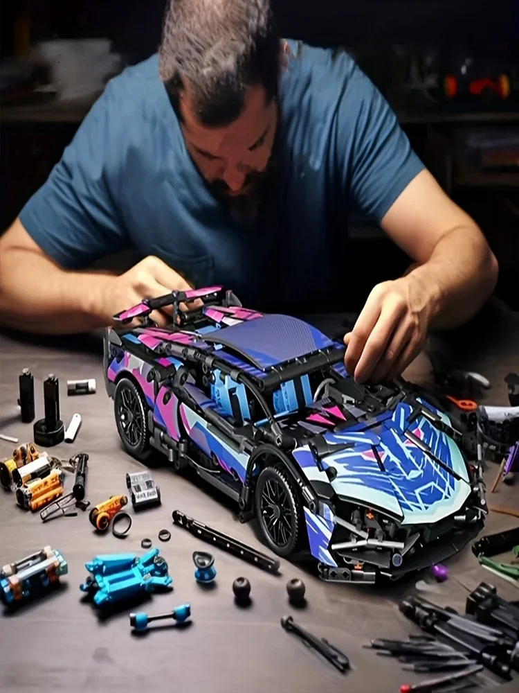 Hot Technische Mini Bouwstenen Auto Racing Sport Snelheid Voertuig Model Stad Mechanische Super Bricks Puzzel Speelgoed Volwassen Gift - afbeelding 2