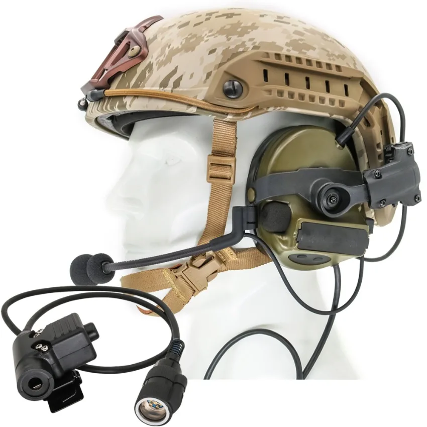 

Outdoor Hunting Noise Reduction Pickup Hearing Protection COMTAC II Helmet ARC Track Bracket Version Tactical Headset+6pin PTT