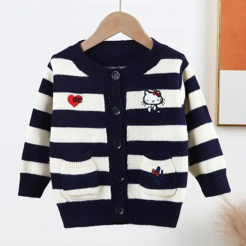 سانريو فتاة محبوك سترة مرحبا كيتي Kawaii أنيمي أزياء الشتاء طالب عارضة المتسكعون ملابس الأطفال هدية الكريسماس