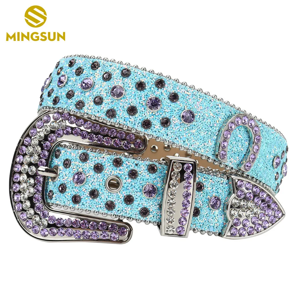 

Vintage Cowboy Cowgirl Rhinestone Belts Bling Crystal Diamond Designer Strass Studded Belts for Women Men Leather Belt for jeans