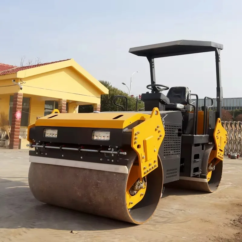 3Ton Road Roller Mini Diesel Vibratory Hydraulic Compactor Ride on Asphalt Double Drum Construction 4Ton 2Ton