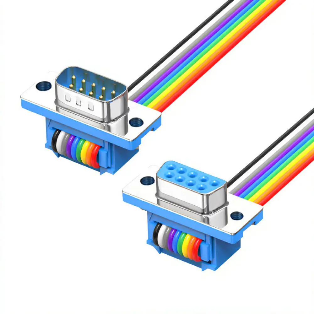 Flexible Flat Ribbon Cable DB9 DB15 DB25 DB37 Connector Male To Female Industrial Serial Wire For Computer Network Installation