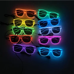 10 Colors  Black Lenses Glasses Glowing Costumes Supplies Luminous LED  Neon Sunglasses  Light Up Rave Night Boys Girls Eyewear