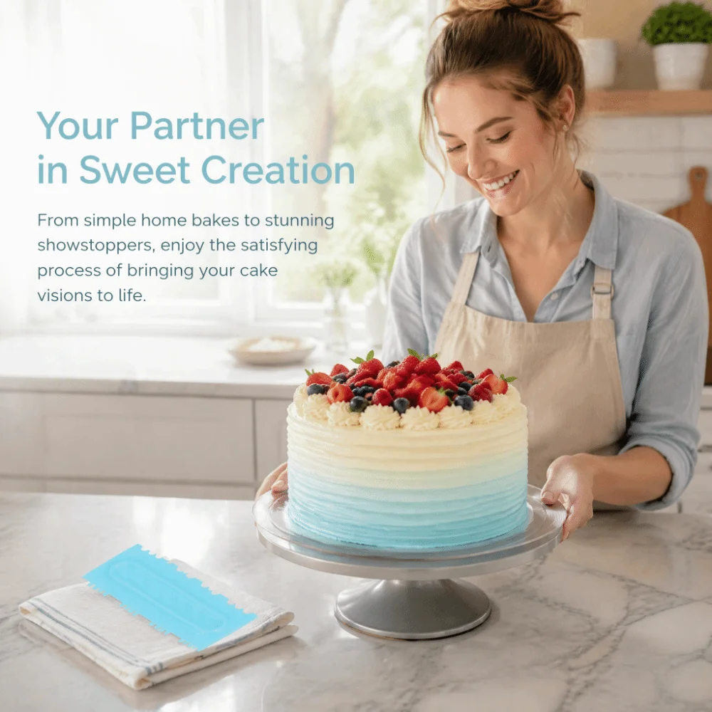 4PCS Plastic Cake Decorating Scraper Patterned Edge Easy To Use Cake Decorating Comb Sawtooth Edge Easy to Clean Icing Smoother