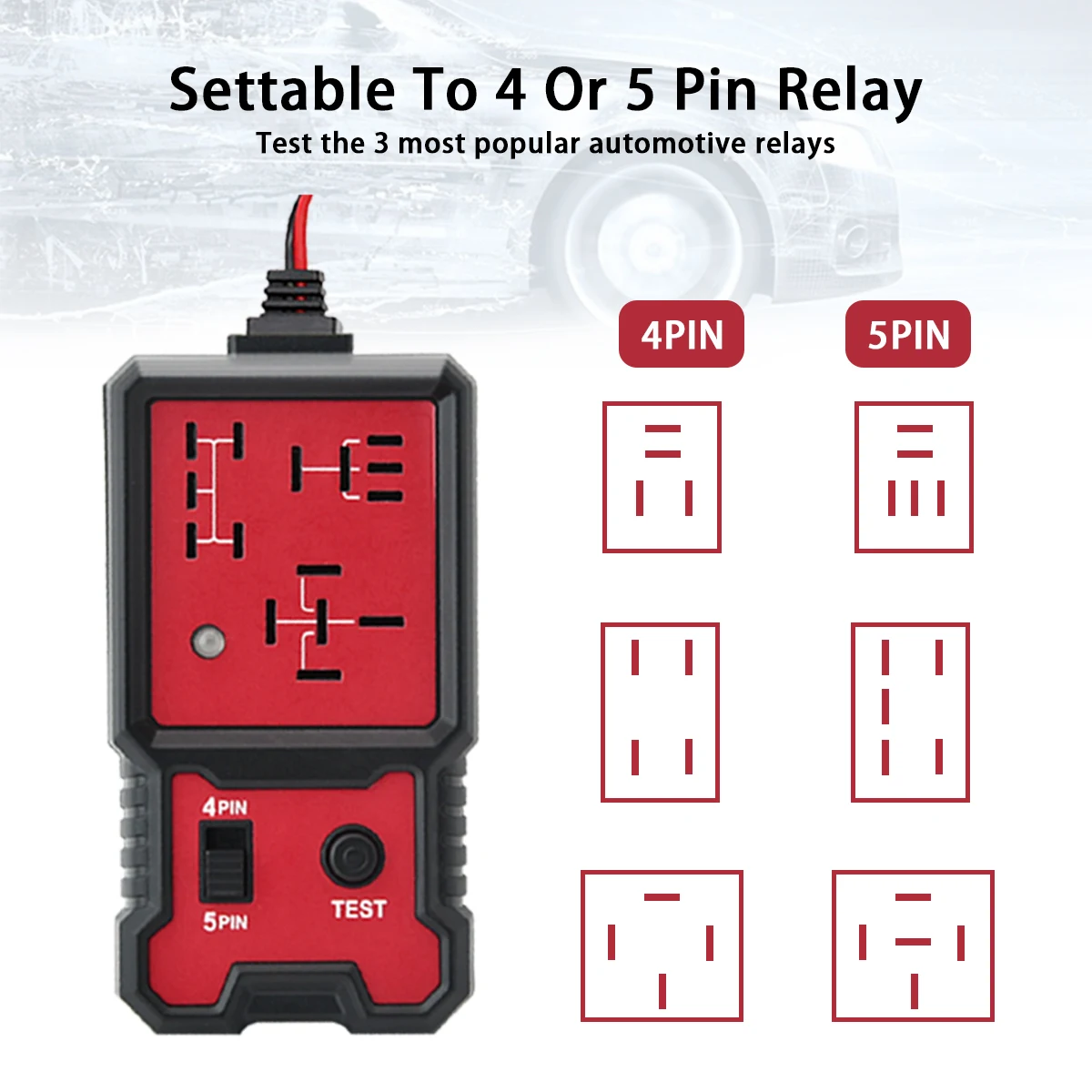 Universal 12V Led Light Indicator Car Battery Tester |   Automotive Electronic Relay Tester, Car Relay Tester, Battery Not Included