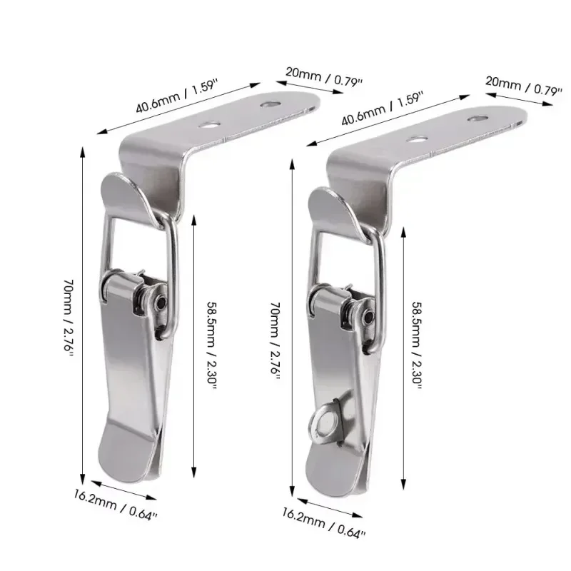 16/2PCS Duck Mouth Buckle Hook 90 Degree Box Closure Lock Spring Loaded Draw Toggle Buckle Clamp for Suitcase Cabinet Door Hasps