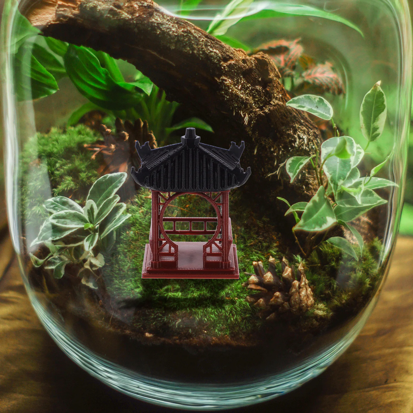

Mini Pavilion Plastic Sculpture Delicate Aquarium Sand Table Garden Decoration Landscaping Ornament Miniature Pavilion