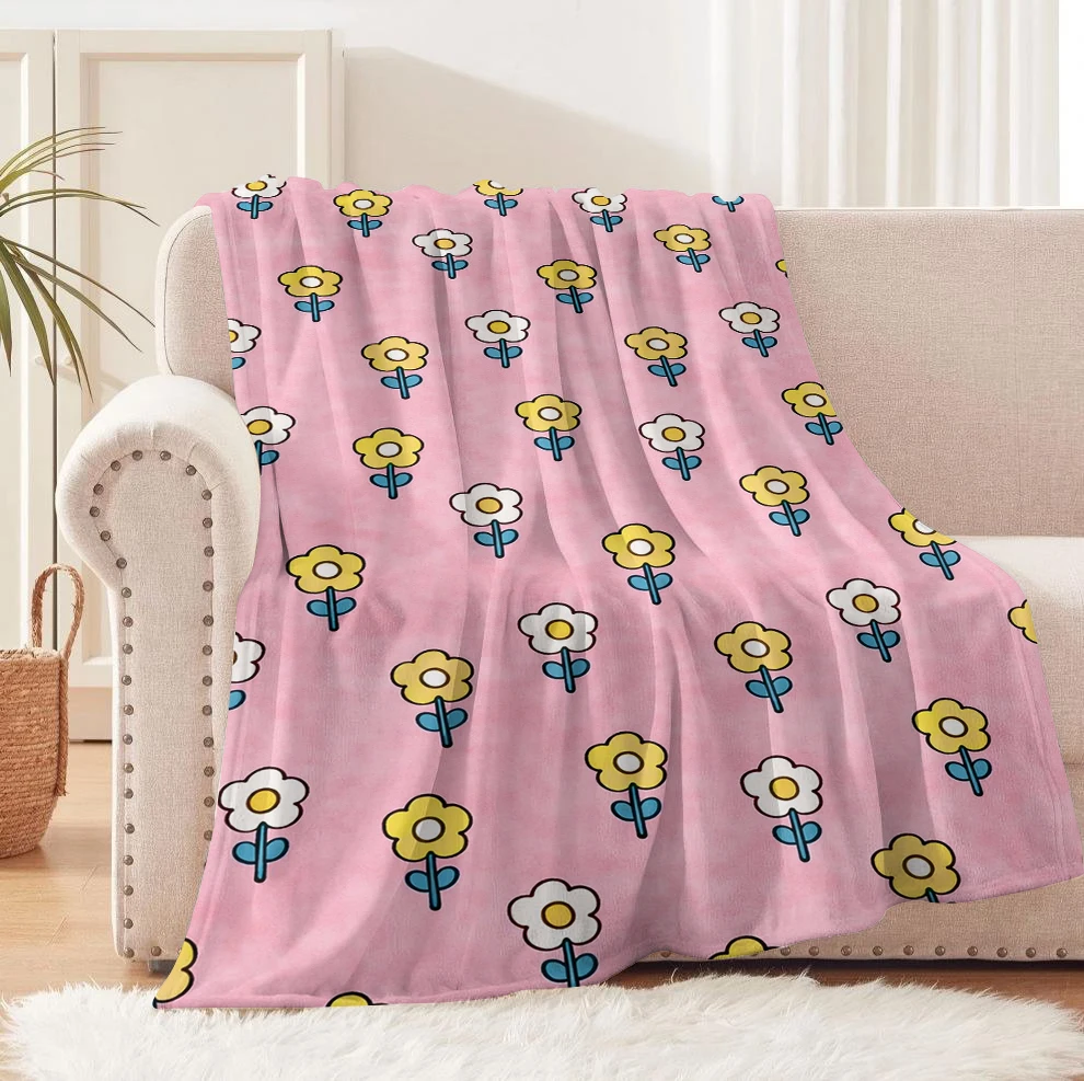 1PC Blanket Fresh elegant Cute flowers Flannel Thin blankets for Home Car Naps Camping Festival Perfect gifts four season use