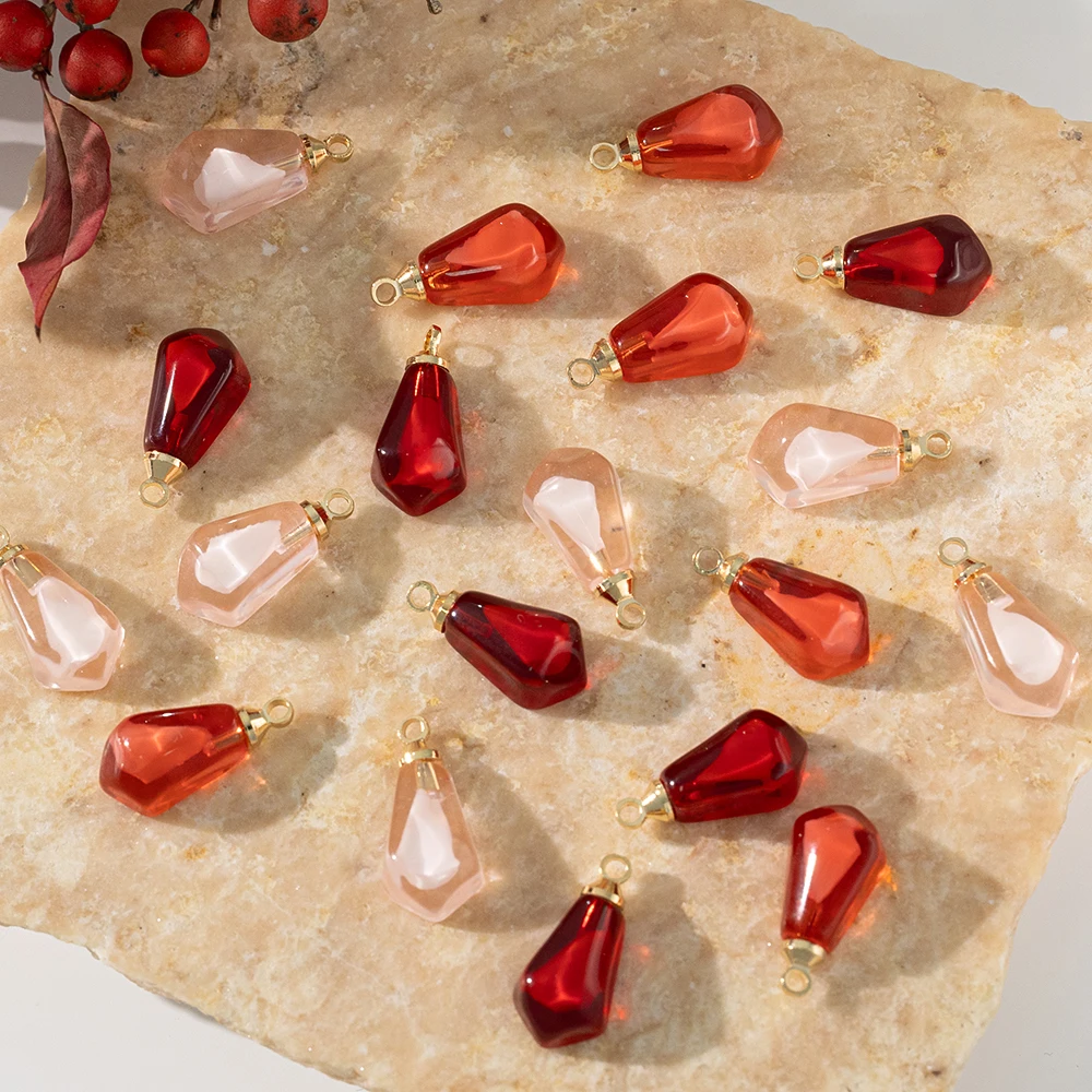 10pcs Resin Cute Red Pomegranate Seed Pendants Charms For DIY Earrings Necklaces Jewelry Making Supplies Accessories Findings