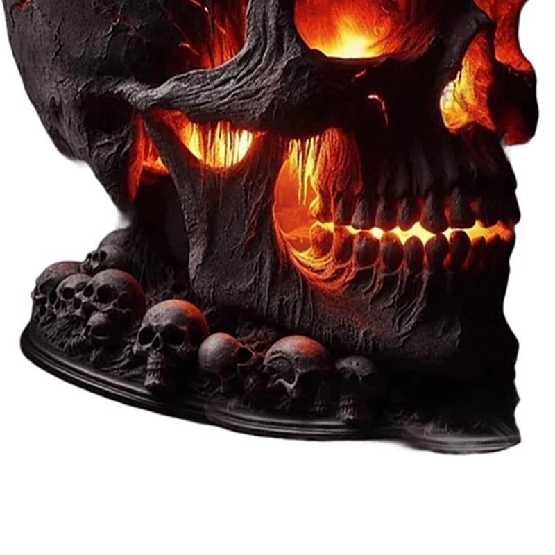 Skull Flame Table Lamp,Halloween Decorative Skull Lamp,Decorative LED Night Light, Resin Craftsmanship, USB Rechargeable-ABHG view 6