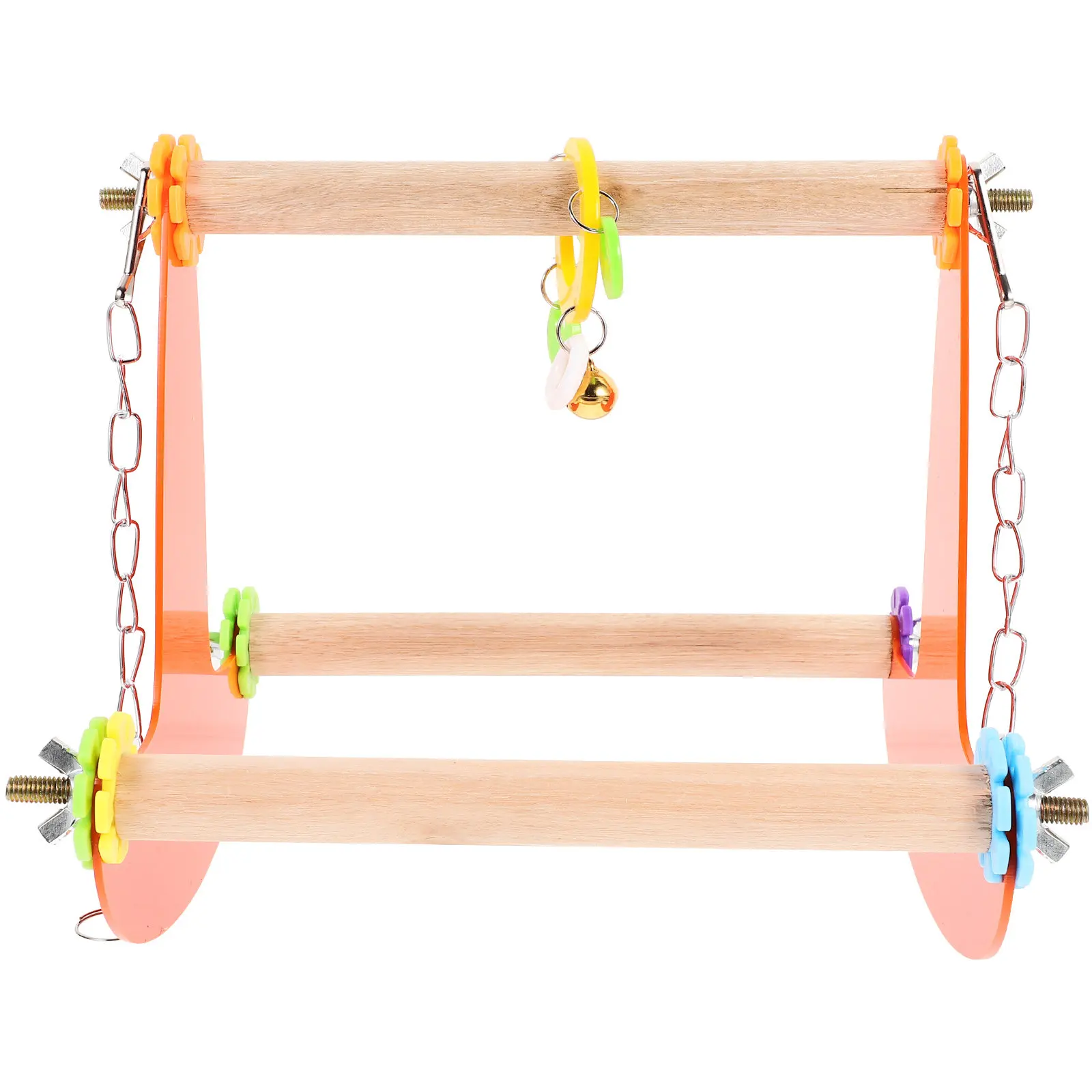 Bird Swing Stand Eco-Friendly Wood Parrot Jumping Board Hanging Rack Cockatiel Parakeet Climbing Pet Training Stand Random Color
