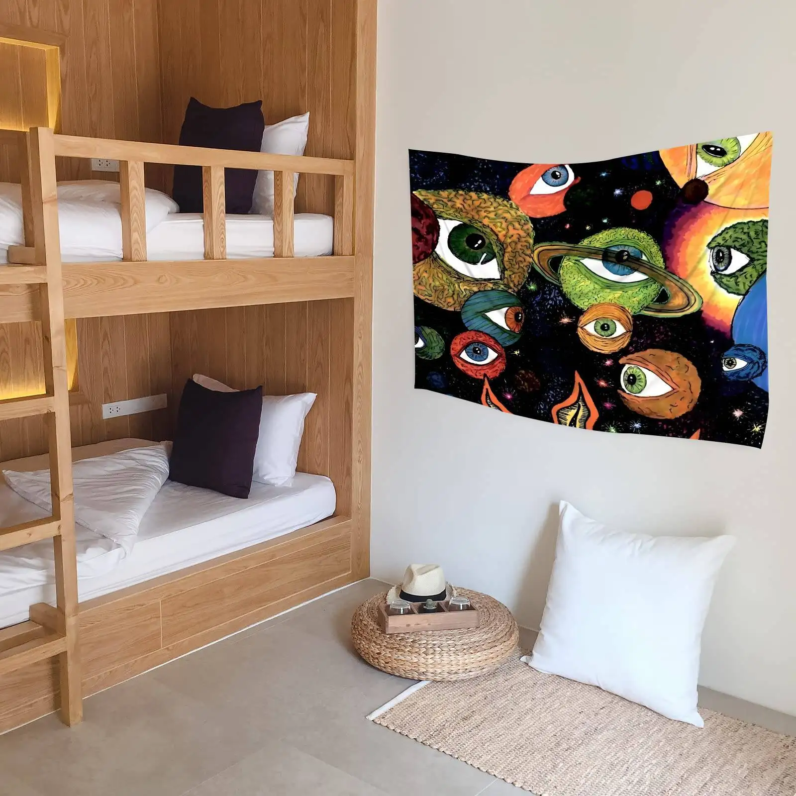 قطعة واحدة من نسيج فني جداري على شكل حيوان مضحك - تصميم الكوكب والنجوم الكونية، معلق على الحائط متين لغرفة النوم/غرفة المعيشة/النوم #3