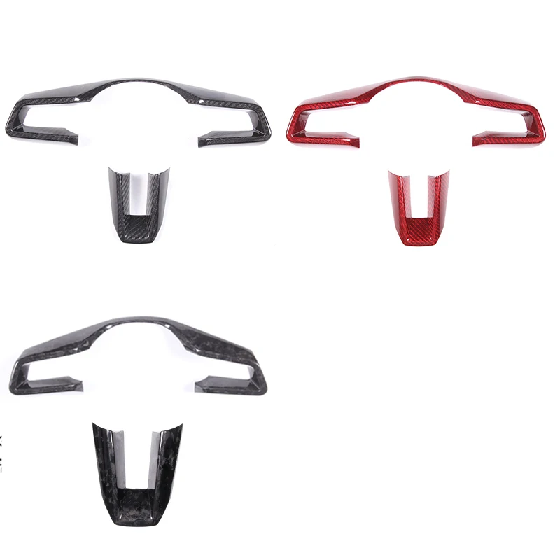 For Porsche 911 992 Taycan 2019-2026 Real Carbon Fiber Car Steering Wheel Button Trim Steering Wheel U-Shaped Sticker Accessory