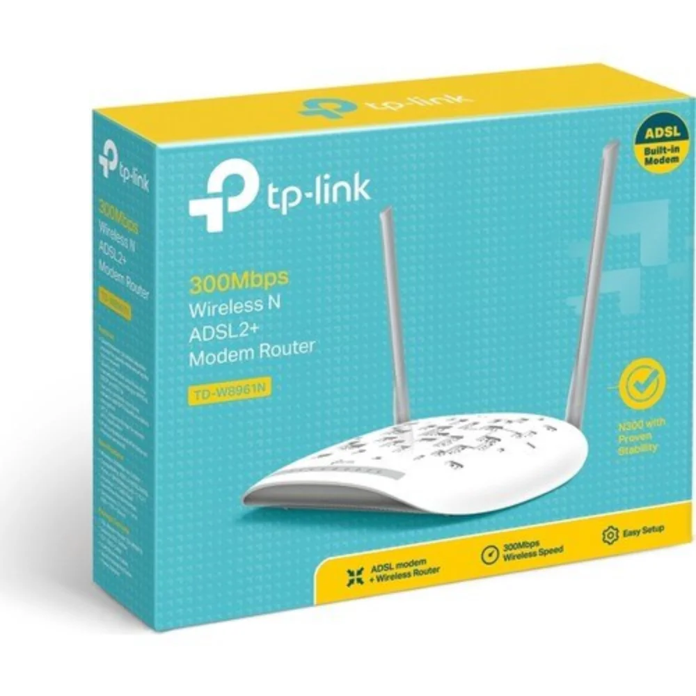 Imagem -02 - Tp-link Router Modem Wifi Td-w8961n 300mbps Inglês Firmware sem Fio Adsl2 Mais 2x5dbi Antena Wps