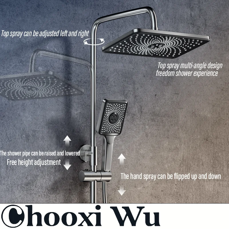 CHOO XIWU-constant temperature display atmosphere light shower head piano-type key digital display household shower head bathroo