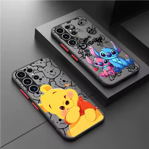 Disney Winnie The Pooh Cute Case for Samsung Galaxy S25 S24 Ultra S23 S22 Plus S21 FE Note 20 10 Matte Hard Black Phone Funda
