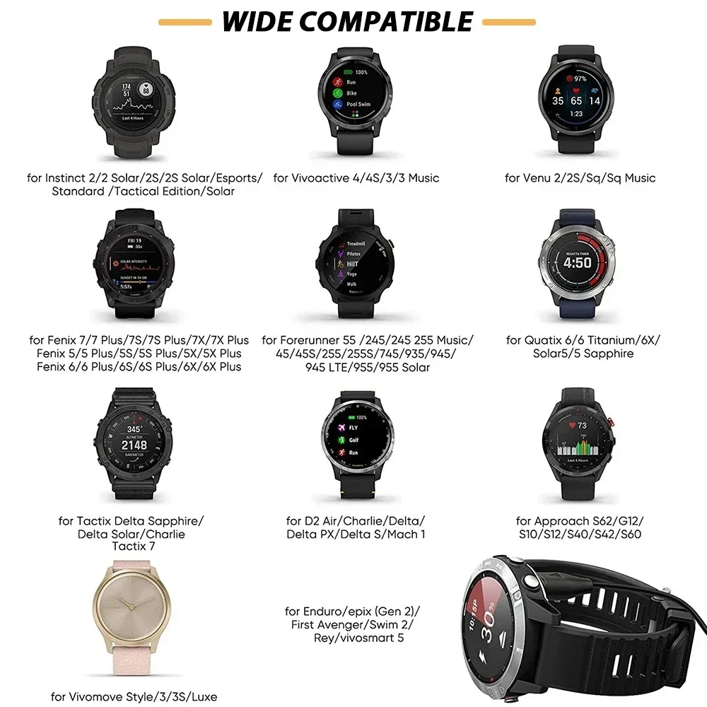 Cabo de carregamento USB para Garmin Fenix, Doca do carregador para Garmin Fenix 7, 7S, 7X, 6, 6S, 6X, 5, 5X, 5S Plus, Vivoactive 3, Forerunner 945, 935, 245, 255, 1M 3.3FT