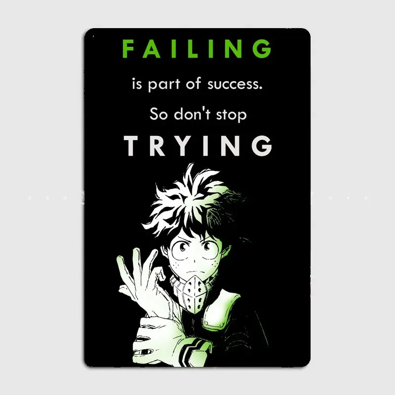 Hero Academia Midoriya Inspirational Panel Decor With Quotes For Home, Garage, And Bar Wall Art Decoration