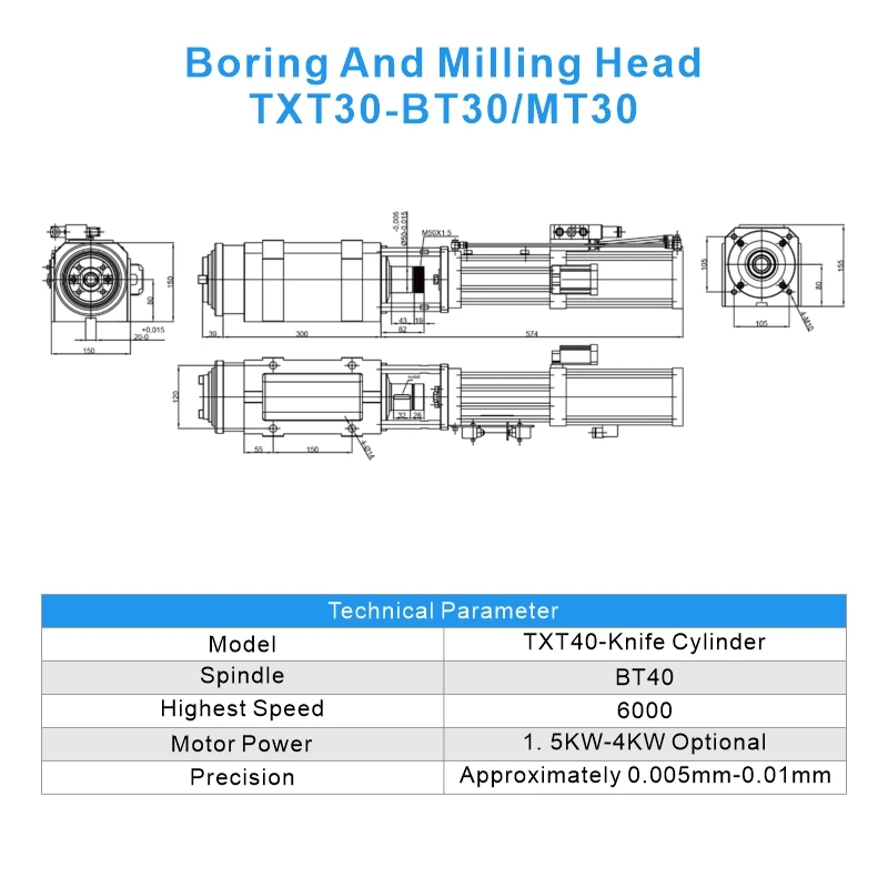 High Efficiency 6000RPM CNC Spindle Unit TXT40 With Tool Release Mechanism For Machining Center