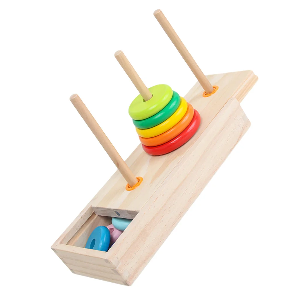 1 Set Rainbow Stacking Toy Wooden Stacking Ring Blocks Sensory Toy Baby Stacking Toys Rainbow Nesting Toys