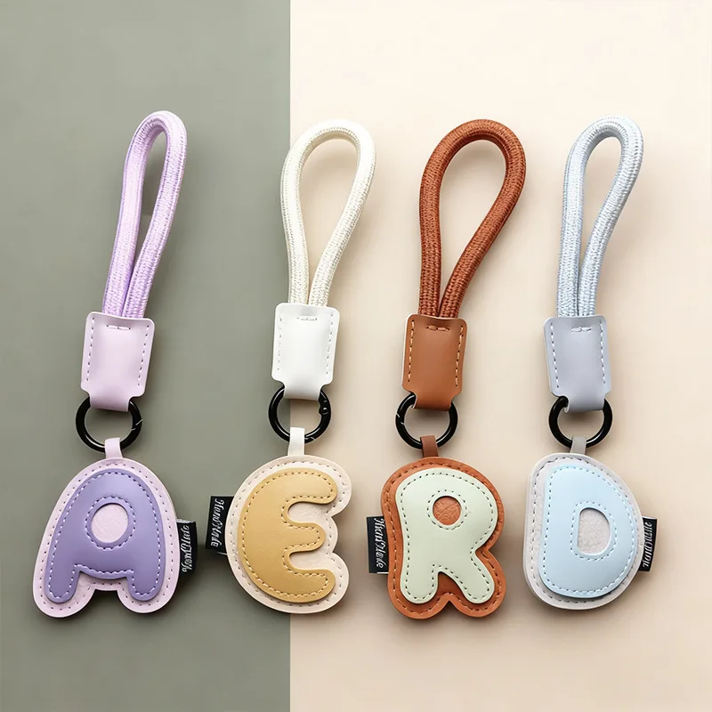 Eco Friendly Leather Letter Keychain DIY Alphabet Combo Bag Charm Couple Gift