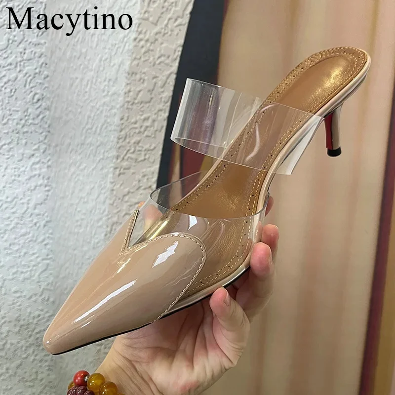 

Summer 2024 Love With Transparent High Heeled Sandals Pointed Toe Half-drag New Design Premium Women