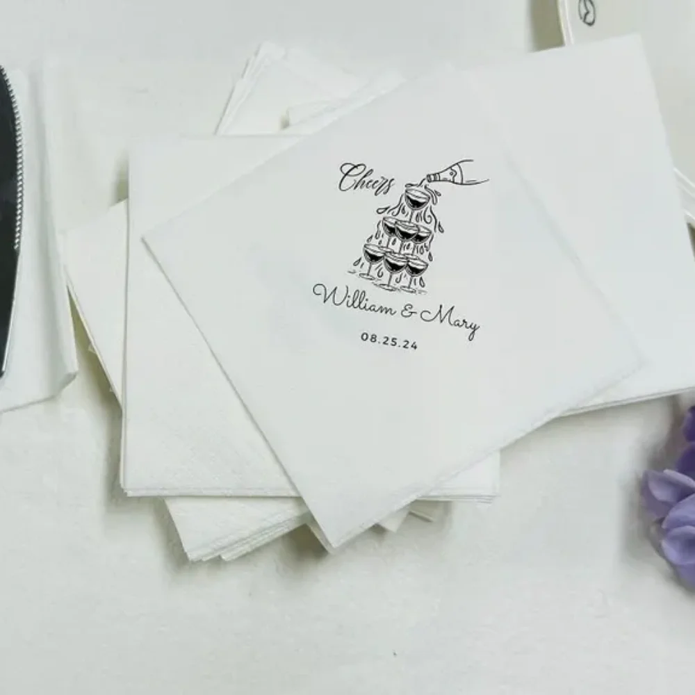 مناديل اسم مخصصة ، مناديل زفاف مخصصة ، مناديل خطوبة ، مناديل كوكتيل ، مناديل استقبال الزفاف ، عشاء بروفة